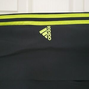 Adidas Kids Black Joggers with Bright Green Stripes